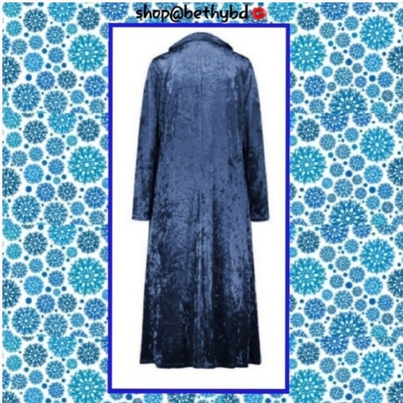 Blue Crushed Velvet Duster 5πrated Size 2XL in - Picture 2 of 7